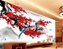 Papel de parede 3d estilo chinês flor 3d estereoscópico mural decoração de casa 2024 - compre barato