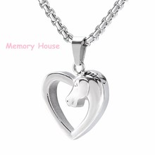 JJ004 Horse In My Heart Cremation Ashes Necklace Loss Of Pet Stainless Steel Memorial Urn Jewelry Pendant Keepsake For Men Women 2024 - buy cheap