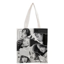 Nova chegada personalizado kpop apink impresso lona tote bolsa feminina praia saco de viagem portátil sacola de compras 2024 - compre barato