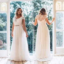 Modest Plus Size Wedding Dress 2020 vestido de noiva Cap Sleeve A Line Chiffon Bridal Gowns Custom Made trouwjurk 2024 - buy cheap