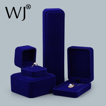 Wholesale 12pcs/lot Blue Velvet Flock Jewellery Ring Necklace Bracelet Pendant Jewelry Collectibles Packaging Gift Storage Boxes 2024 - buy cheap