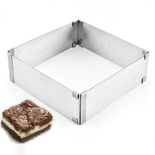 GODWJ Large Stainless Steel Cake Mold Square Mousse Ring Adjustable Telescopic Cake Decorating Mold Kitchen Baking Tool 2024 - buy cheap