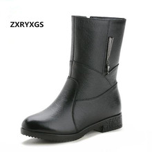 Stylish and Elegant Winter Boots Women Shoes Boots Plus Size 2022 Warm Comfort In-tube Real Leather Boots Snow Shoes Women Boots 2024 - buy cheap