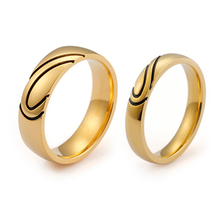 Anel de casal em formato de coração, joia dourada para mulheres e homens 2024 - compre barato