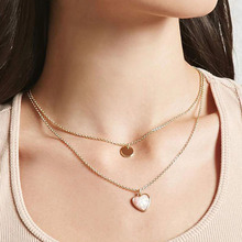 Heart Choker Necklace for Women Gold Color Chain Love Two-Layer Chain Necklace Pendant on neck Bohemian Necklace Jewelry 2024 - buy cheap