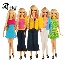 Ropa de alta calidad para muñeca Barbie, vestido y zapatos de moda, 5 unids/lote, Envío Gratis 2024 - compra barato