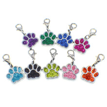 Fashion Glitter Popular Paw Print Puppy Pendant Pet Collar Ornament Jewelry Accessories 12pcs lot free shipping 2024 - buy cheap