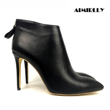 Women Pointed Toe High Heels Ankle Boots Back Zipper Winter Autumn Party Dress Sexy Booties Black Aimirlly 2024 - buy cheap