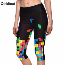 S-XL New Hot Women's 7 point pants women legging Intelligence Tetris game digital print women high waist Side pocket phone pant 2024 - buy cheap
