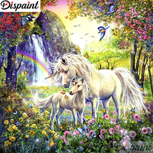 Dispaint-Pintura de diamantes redondos/cuadrados 5D, cuadro artesanal completo de "unicornio de dibujos animados", bordado 3D, punto de cruz 5D, decoración del hogar A11191 2024 - compra barato