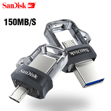 Sandisk-pen drive duplo otg, usb 128, 3.0 mb/s, 16gb, 32gb, 64gb, 150 gb, drive flash, para pc e celulares android 2024 - compre barato