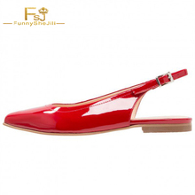 FSJ Retro Red Patent Leather Slingback Women Flats Pointed Toe Buckle Ladies Party Casual Date Pumps 2021 Autumn Size 4-16 US 2024 - buy cheap
