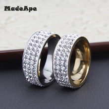 MadApe белое обручальное кольцо из CZ камня 316L из нержавеющей стали, пара ювелирных изделий, 3 ряда, ААА Кристальное кольцо на палец, свадебный подарок 2024 - купить недорого