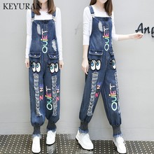 2019 New Autumn Fashion Cartoon Denim jumpsuits Women Long Loose Ripped Hole Jeans Rompers Female Sequine Overalls Denim Harem 2024 - buy cheap