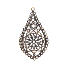 DoreenBeads Zinc Based Alloy Embellishments Drop Antique Bronze Filigree Jewelry Findings 78mm(3 1/8") x 42mm(1 5/8"), 4 PCs 2024 - buy cheap