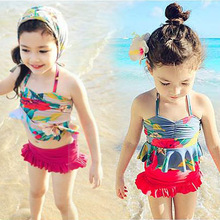 Girls Swimwear Cute Kids Swimsuit with Swimming Cap Floral 3pcs Summer Beach baby girl bathing suit Swim Wear For Children Korea 2024 - buy cheap