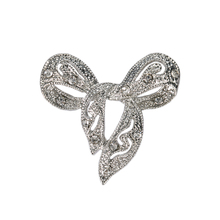 1.25 Inch Rhodium Silver Diamante Small Bow Wedding Brooch Party Gift Pins 2024 - buy cheap