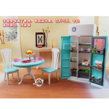 Accesorios para muebles de muñeca Barbie, juguete de plástico, mesa de cocina, silla, refrigerador, bebida, juego de frutas, regalo de Navidad DIY para niña 2024 - compra barato