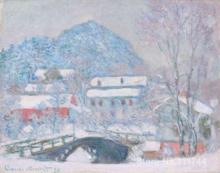 Офисное искусство, деревня сандвикен в снегу, знаменитая репродукции картин Клода Мона, ручная роспись, высокое качество 2024 - купить недорого