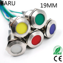 Luz indicadora LED de Metal de acero inoxidable, lámpara de señal IP67 impermeable de 19mm, 3V, 6V, 12V, 24V, 220V, rojo, amarillo, azul, blanco, verde, piloto 2024 - compra barato