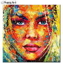 Skill Artist Hand Painted Abstract Colorful Girl Face Figure Oil Painting for Living Room Wall Painting for Home Decor Wall Art 2024 - buy cheap