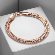 8mm Mens Womens Bracelet Chain 585 Rose Gold Filled Braided Foxtail Link Bracelet Fashion Jewelry CB07 2024 - buy cheap