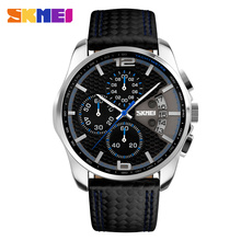 Men Sport Watches Fashion Quartz Military Wristwatch Waterproof Leather Band Stopwatch Luxury Brand Skmei Men's Watch 2024 - buy cheap