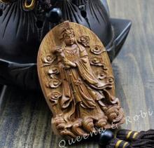 Chinese Knot Wood Carving Mazu Goddess Matsu Kwan Yin Statue Car Pendant Amulet 2024 - buy cheap