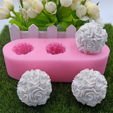 Molde de três cavidades 3d de rosas, molde de silicone para sabão, velas, resinas, artesanato 2024 - compre barato