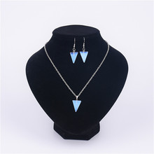Pingente triangular de opala natural, conjunto de colar drusa para mulheres joias de moda e decoração de festa e baile 2024 - compre barato