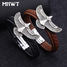 New MNWT Fashion Wristband Men Leather Bracelet Punk Rock Stainless Steel Magnetic Toggle-clasps Men Bracelets Bangles 2024 - buy cheap