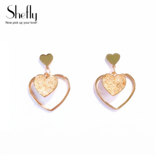 Love Heart Ins Tassled Earrings Gold Color Temperament Ear Jewelry , Trendy Korean Drop Earrings for Women Fashion Jewelry Gift 2024 - buy cheap