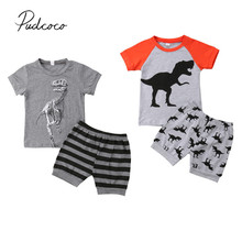 2018 Brand New Toddler Baby Boys Summer Casual Clothes Sets 2PCS Short Sleeve Cartoon Dinosaur Grey T-Shirts Tops+Shorts 1-7Y 2024 - buy cheap