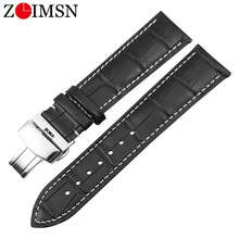 Zlimsn pulseira de couro genuíno, pulseira de relógio 16mm 18mm 20mm 22mm 24mm para tissot seiko dw, acessórios universais 2024 - compre barato