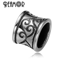 REAMOR Totem Style 316l Stainless steel 8mm Big Hole European Beads For Bracelet Necklace DIY Jewelry Making Wholesale Beads 2024 - buy cheap