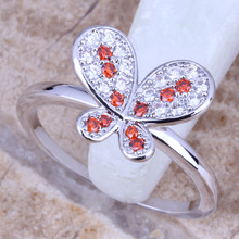 Anel de borboleta branco brilhante, anel feminino borboleta banhado a prata rosê, tamanhos 6 / 7 / 8 / 9 abrasivo 2024 - compre barato