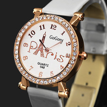 Gogoey-relojes de lujo con diamantes de imitación para mujer, pulsera de cuarzo con diseño de la Torre Eiffel, de marca superior, a la moda 2024 - compra barato