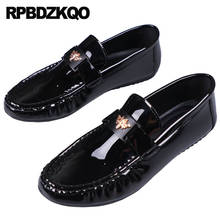 Slip On Fashion Black Patent Leather Bee Moccasins Spring Loafers Comfort Driving Men Casual Shoes Hot Sale British Style Cheap 2024 - buy cheap