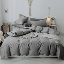 New gray blue 100%cotton Duvet Cover Fitted sheet Bed sheet Set 4pcs Queen/King Twin Size Bedding Sets Bedclothes parure de lit 2024 - buy cheap