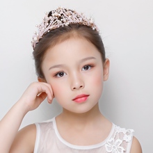 Pink Crystal Tiara Crown Princess Flower Girls Wedding Headband Hair Jewelry Teens Children's Day Pageant Prom Headpiece Gifts 2024 - buy cheap