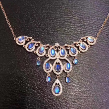 Extravagant water droplets Natural blue moonstone Necklace Natural gemstone Pendant Necklace S925 sliver women party Jewelry 2024 - buy cheap