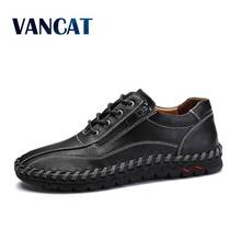 VANCAT Brand Fashion Breathable Genuine Leather Men Shoes Lace Up Moccasins  Flats Mens Casual Shoes  Hot Sale Large Sizes 38-48 2024 - buy cheap