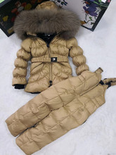 brand 2021 Winter Jacket Children down jackets & PANT duck down Fur hooded girl snowsuit boy Suit set outerwear ski suit famous 2024 - buy cheap