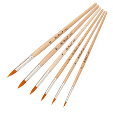 6 pcs Sets Fine Watercolor Propylene Painting Brushes short Wood rod Round head Oil Painting Brushes Artistic school supplies 2024 - buy cheap