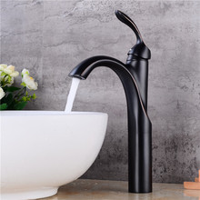 LIUYUE-grifo negro de latón para lavabo de baño, mezclador de agua fría y caliente, grúa de fregadero, elegante, alto/bajo 2024 - compra barato