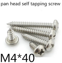 100pcs/lot DIN7981 M4*40 Stainless Steel A2 Phillips Cross recessed Pan Head Self Tapping Screw 2024 - buy cheap