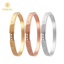 FINE4U B086 Carving Roman Numeral Couple Cuff Bracelet 316L Stainless Steel Bracelets & Bangles For Women Wedding Jewelry 2024 - buy cheap