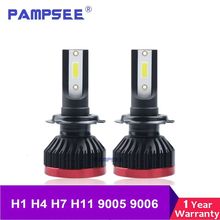 PAMPSEE P6 H4 H7 H11 H1 Автомобильные светодиодные лампы для фар 80 Вт LED 9005 9006 HB4 H3 COB Автомобильные фары 6000K 12В 24В Белый 2024 - купить недорого