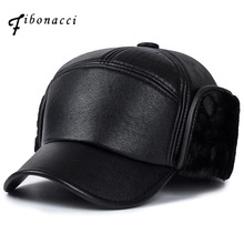 Fibonacci Cap's For Men Winter Baseball Cap Faux Leather Warm Plus Thick Velvet Earflap Flatcap Black Hat Snapback Dad Caps 2024 - buy cheap