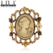 Brooch Newest cameo brooch vintage broches female cute pin and brooche for women rhinestone brooch on the collar broche jewelry 2024 - buy cheap